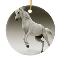 Equestrian White Mare Horse Ceramic Ornament
