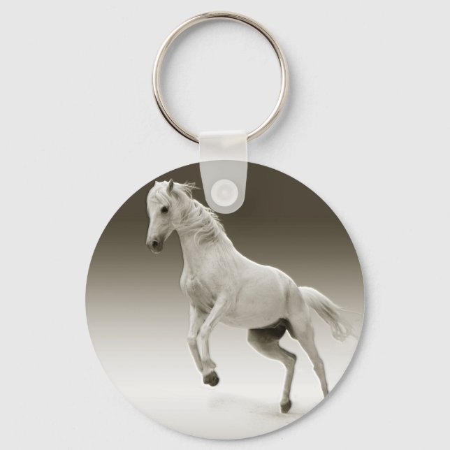 Equestrian White Mare Horse Keychain (Front)