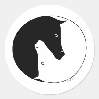 Equestrian Ying Yang Classic Round Sticker