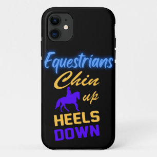 Equestrians Chin Up Heels Down in Blue Yellow iPhone 11 Case