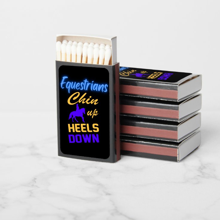 Equestrians Chin Up Heels Down in Blue Yellow Matchboxes Zazzle