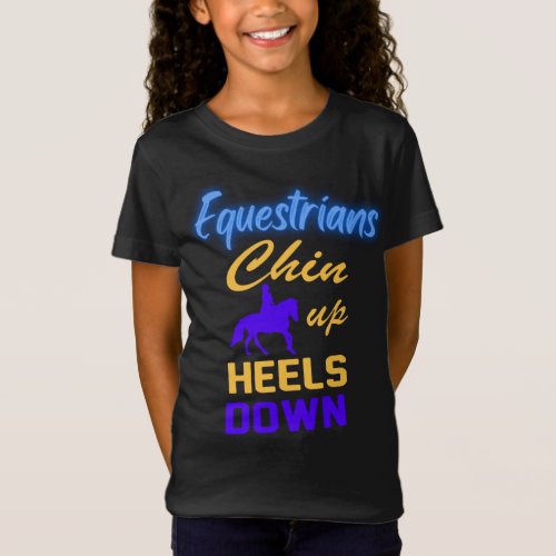 Equestrians Chin Up Heels Down in Blue Yellow   T_Shirt