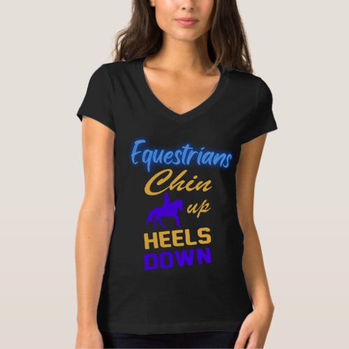 Equestrians Chin Up Heels Down in Blue Yellow  T_Shirt