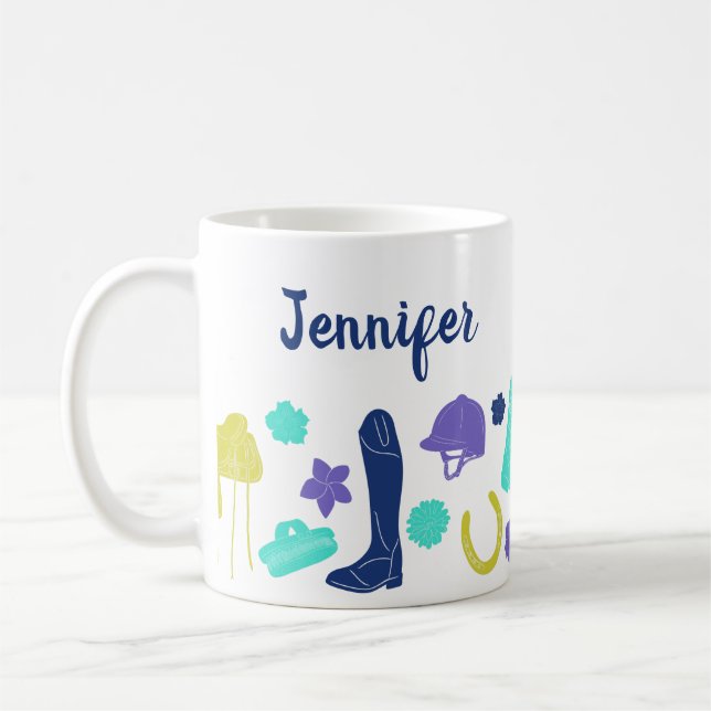 Equestrians, Horseback Riding Themed Personalized  Coffee Mug (Left)