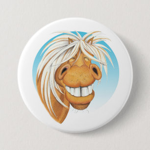 Equi-toons 'Cheeky Chappie' horse companion . Pinback Button