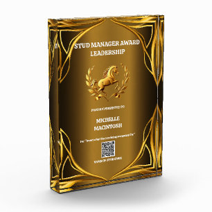 Equine accolades gold horse crest logo year end acrylic award