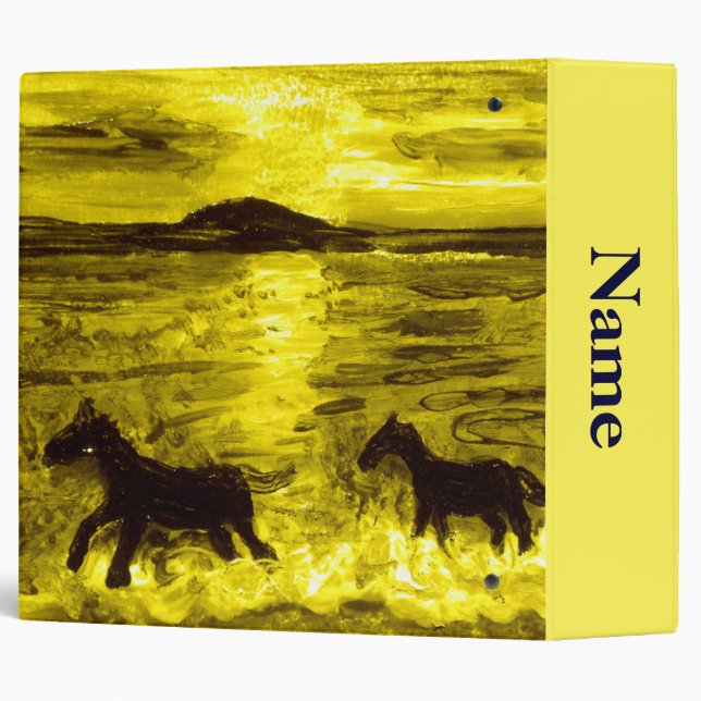 Equine Art Golden Sunset Horses Personalized Binder (Back/Spine)