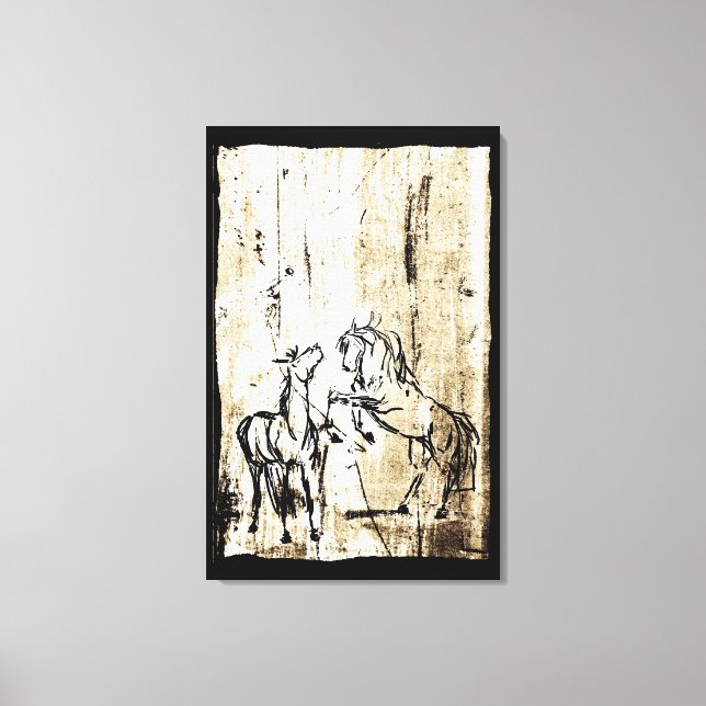 Equine Art Rearing Horses Canvas Print (Front)