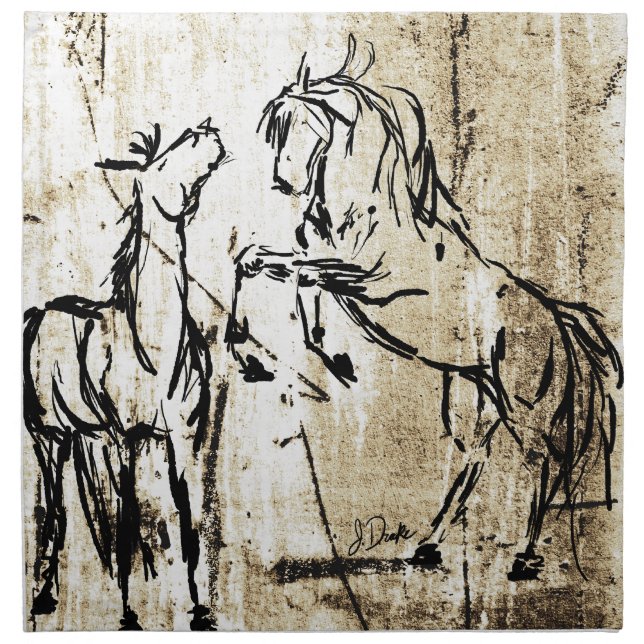 Equine Art Rearing Horses Napkin (Front)