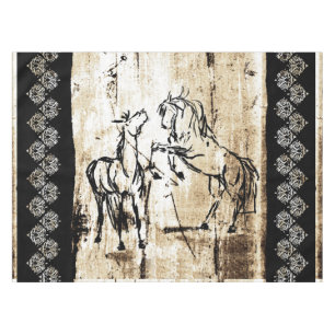 Equine Art Rearing Horses Tablecloth