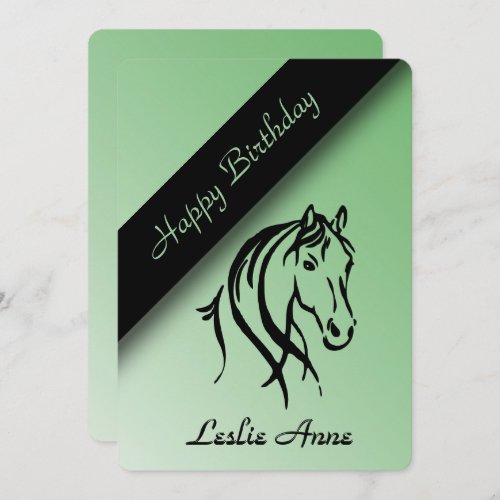 Equine Birthday Party Invitation Green