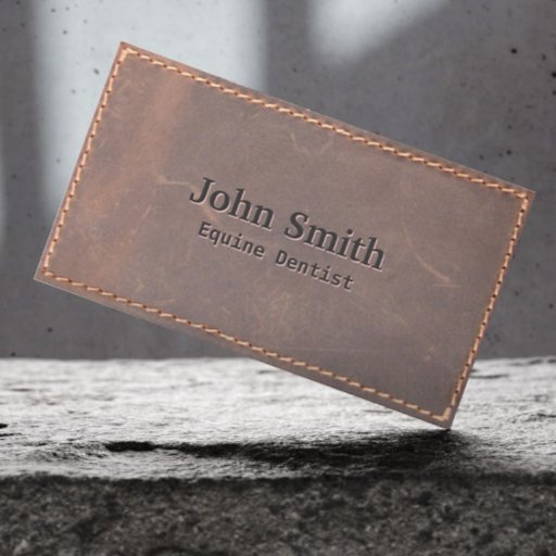 Customizable Sewed Leather Equine Dentist Business Card