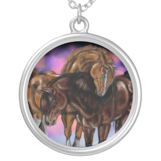 Equine Devotion sunset horses~ necklace (Front)