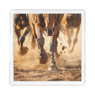 Equine Exodus Running Horses Photorealistic Artwor Acrylic Tray