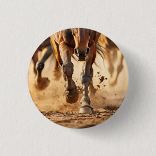 Equine Exodus Running Horses Photorealistic Artwor Button