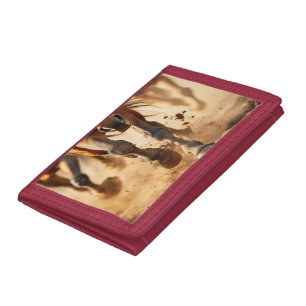 Equine Exodus Running Horses Photorealistic Artwor Tri-fold Wallet