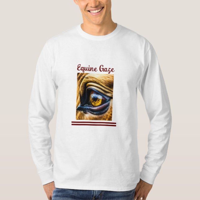 "Equine Gaze" Basic Mens's long slieves T-shirt (Front)