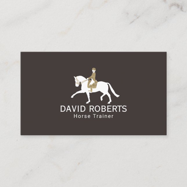Equine Gold Equestrian Horse Trainer Brown Business Card (Front)