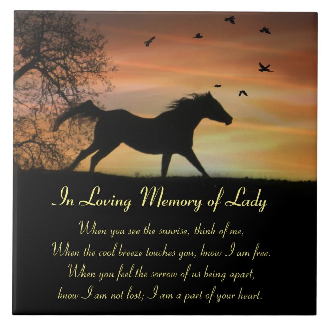 Equine Horse Memorial Custom Name Spiritual Poem Ceramic Tile (Front)
