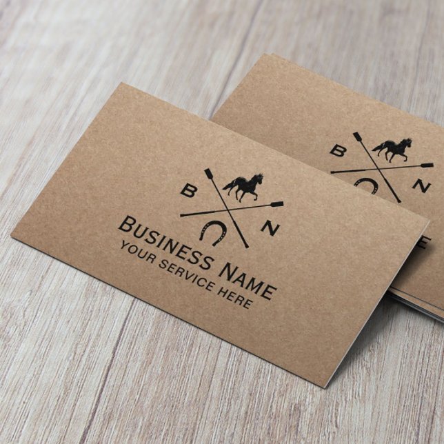 Equine Horseback Riding Equestrian Rustic Kraft Business Card (Creator Uploaded)