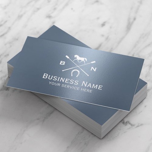 Equine Horseback Riding Horse Club Dusty Blue  Business Card