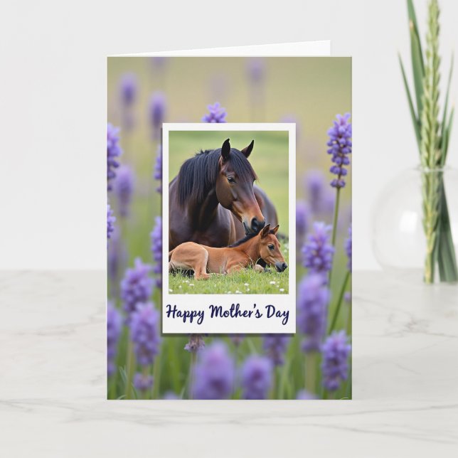 Equine Mothers Day Meadow Scene Card (Front)