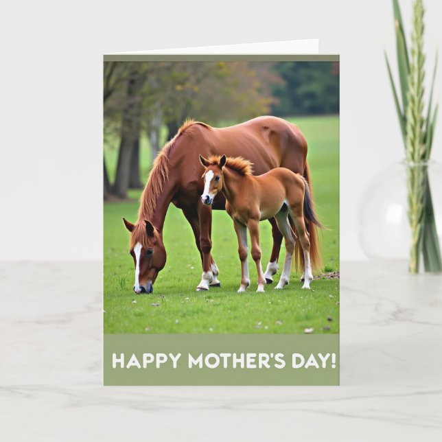 Equine Mothers Day Pasture Scene Card (Front)