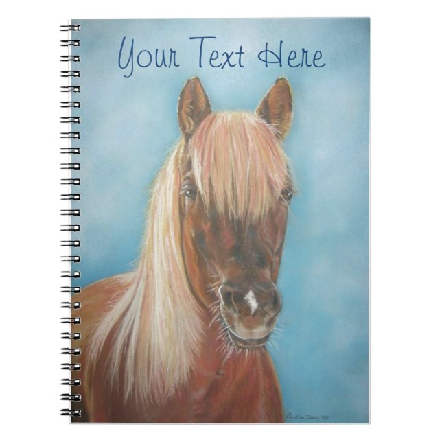 equine picture of chestnut mare blonde mane horse notebook (Front)