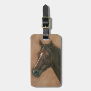 equine picture of chestnut mare brown horse luggage tag