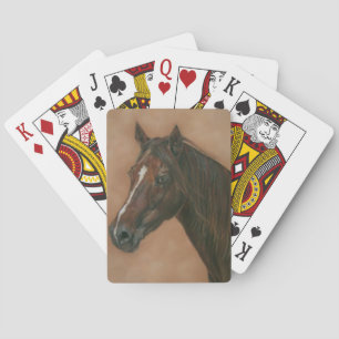 equine picture of chestnut mare brown horse poker cards
