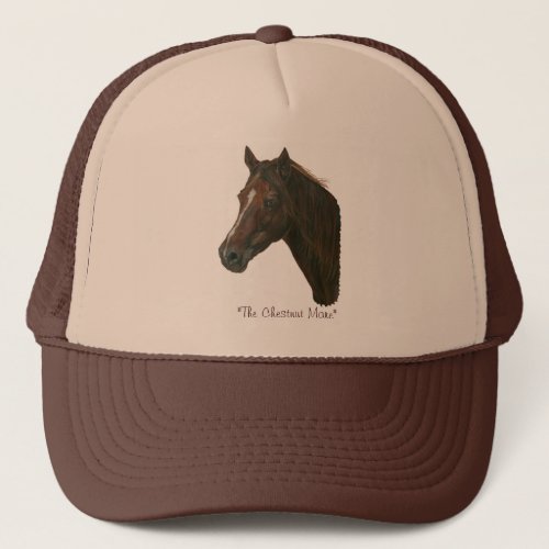 equine picture of chestnut mare brown horse trucker hat