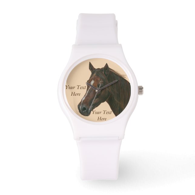 equine picture of chestnut mare brown horse watch (Front)