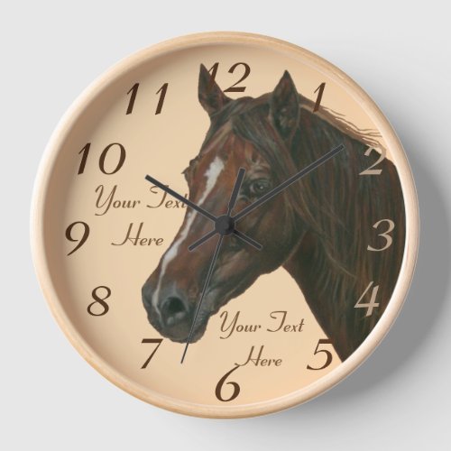 equine portrait art of chestnut mare horse clock