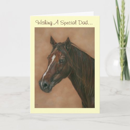 equine portrait of chestnut mare brown horse card