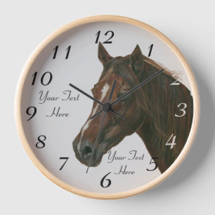 equine portrait of chestnut mare brown horse clock