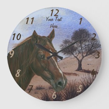 Equine Portrait Of Chestnut Mare Brown Horse Large Clock by artoriginals at Zazzle