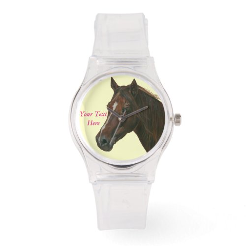 equine portrait of chestnut mare brown horse watch