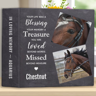 Equine Remembrance Horse Memorial Photo Album 3 Ring Binder