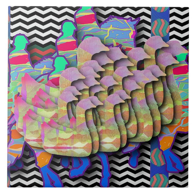 Equine Riders and Wildlife Duck Menagerie Ceramic Tile (Front)