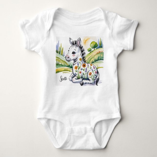 equine sampler baby bodysuit (Front)