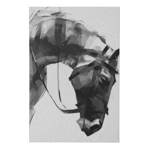 Equine Strength in Monochrome Faux Canvas Print