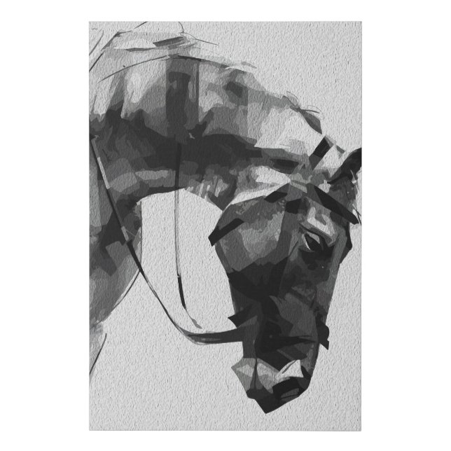 Equine Strength in Monochrome Faux Canvas Print (Front)