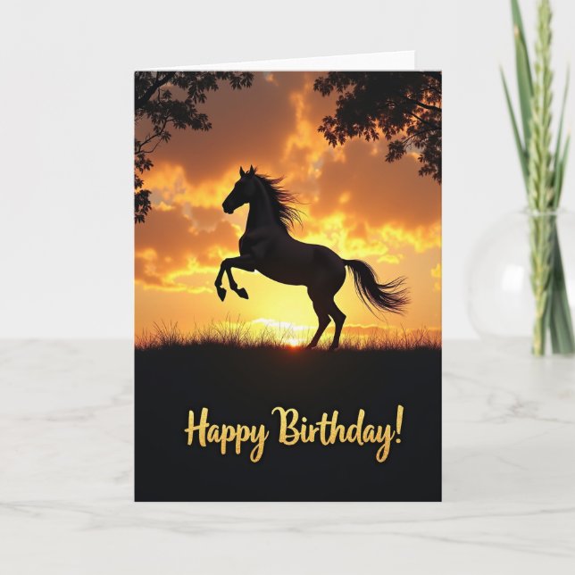 Equine Sunset Birthday Card (Front)