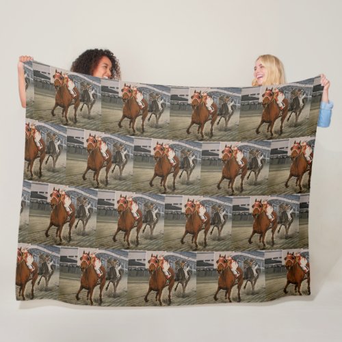 Equine Thoroughbred Wins Horse Race Fleece Blanket