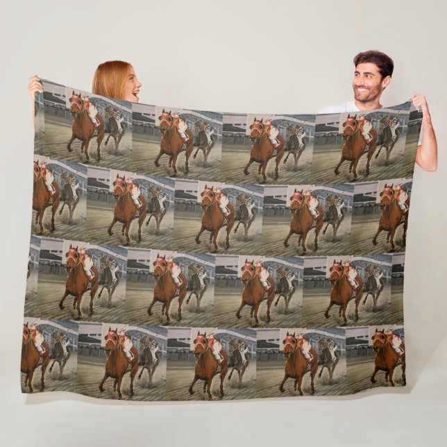Equine Thoroughbred Wins Horse Race Fleece Blanket (In Situ)