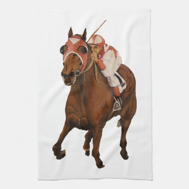 Equine Thoroughbred Wins Horse Race Kitchen Towel (Vertical)