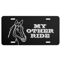 Horses Roses Lilies On Black License Plate Frame Gift Any Text Metal TX 