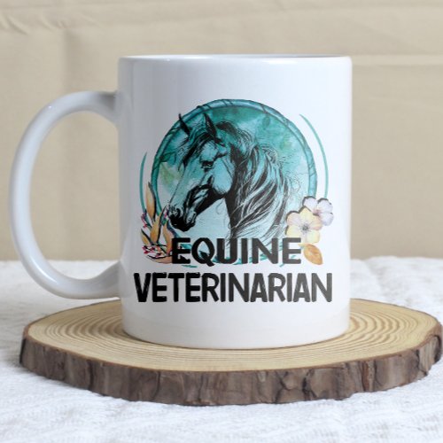 Equine Veterinarian Vintage Line Art Horse Design Coffee Mug