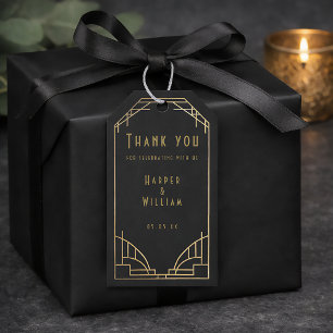 Equinox celestial black and gold art deco gift tags