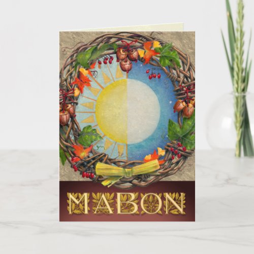 Equinox Mabon Oak Wreath Holiday Card